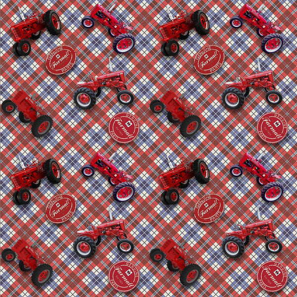 Farmall Tractor Tossed on Plaid