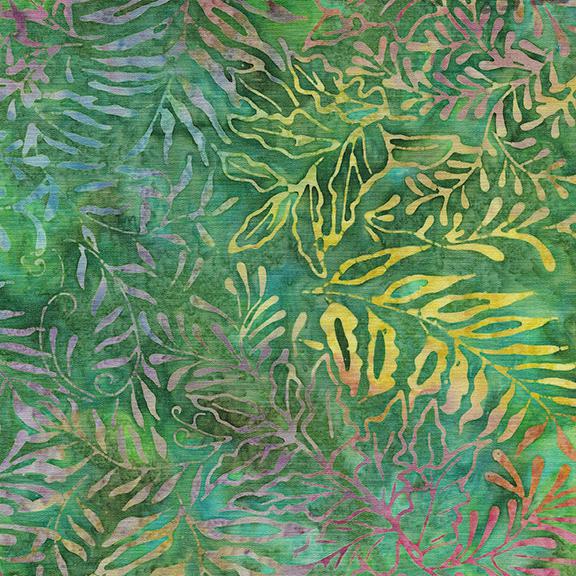Island Batiks - Wild Blooms Leaves and Ferns Multi Turquoise Green 122208851