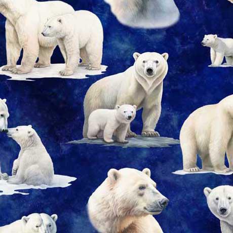 ・polar bear・１６cm・B&G. ・ QT Fabrics Aurora Polar Bear Vignettes Navy - 30591 -N
