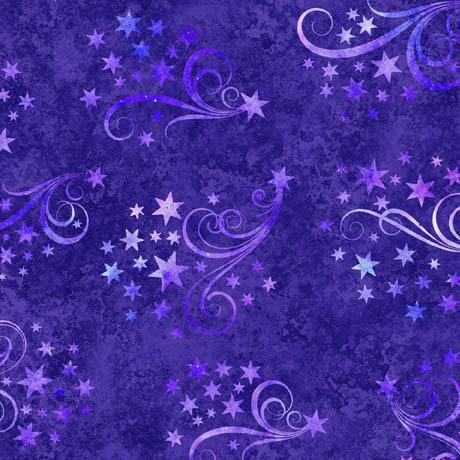 QT fabrics Lil' Wizards Star and Scroll Purple - 30554 -V