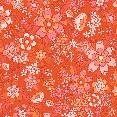 Art Gallery Fabrics Stay Groovy by AGF Studio - Scarlet - Rayon - R90704a