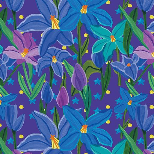 Benartex - Not Your Mama's Garden - Lilies Bluebell - Sewjersey.com