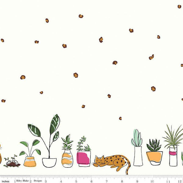 Riley Blake Leafy Keen by Amanda Niederhauser - Border Print White SC12646 WHITE - Sewjersey.com