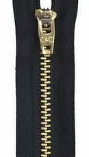 Coats and Clark Brass Jean Zipper 9 In Black - Sewjersey.com