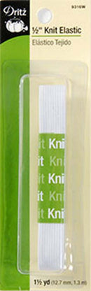 White Knit Elastic 1/2in x 1-1/2yds - Sewjersey.com