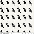 Riley Blake Designs Old Made by J. Wecker Frisch - Cat Stamp White C10599 WHITE - Sewjersey.com