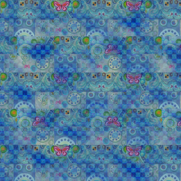 Wonderland Fabric Abstract Check Blue