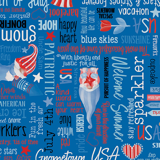 Kanvas Studio All American Gnomes All American Words Blue 12721 54 - Sewjersey.com