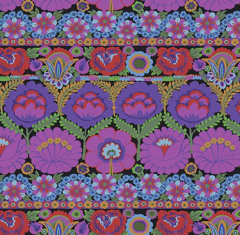Free Spirit Kaffe Fassett Collective August 2021 - Embroidered Flower Purple PWGP185.PURPLE - Sewjersey.com