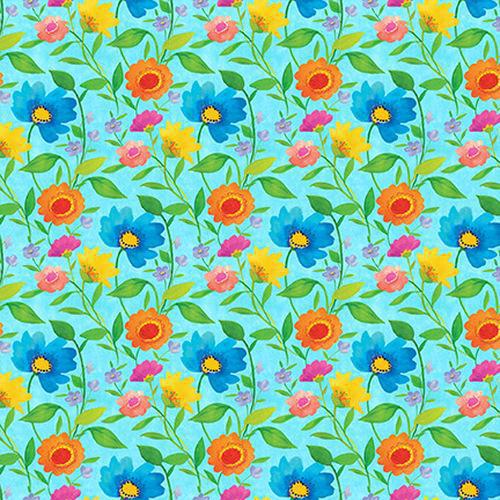 Blank Quilting Bloom Bouquet II by Color Pop Studio Small Floral Medium Blue - 1817 75 - Sewjersey.com