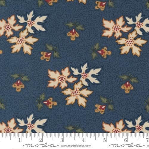 Moda Fluttering Leaves - Autumn Leaves Floral - Blue Spruce