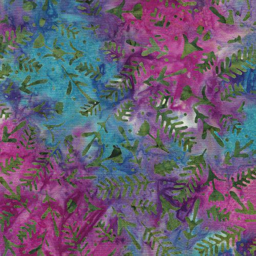 Island Batik Summer Twilight Woodblock Floral - Multi Red Blue Dusty