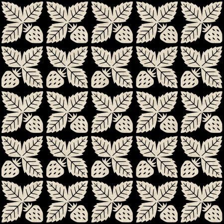 Cotton + Steel Along the Fields - Strawberry - Black Canvas Fabric