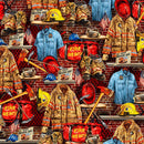 Timeless Treasures Fabric Fire Fighter Dona CD2998 Multi - Sewjersey.com