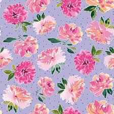 Riley Blake Lucy June by Lila Tueller Flowers in Lilac Cotton Fabric - C11221