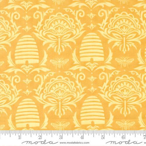 Beeskep Damask Damask  Honey Lavender Daisy Yellow 56082 24 Moda #1