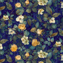 Timeless Treasures Lumiere Medium Floral with Leaves FLEUR-CD4356 MIDNIGHT