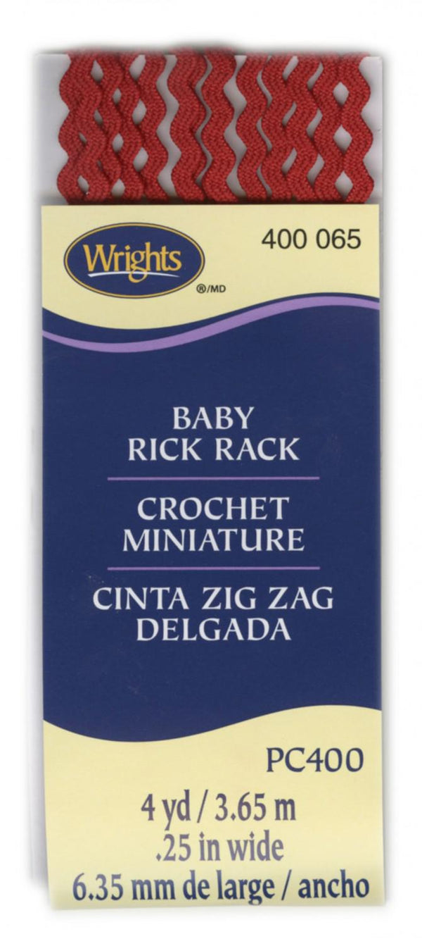 Wrights Baby Rick Rack Red 4 Yards - Sewjersey.com