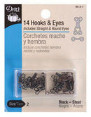 Hooks and Eyes Black Sizee 2 Dritz 90-2-1 14 hooks and eyes - Sewjersey.com