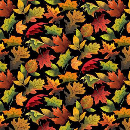 Blank Quilting Fall Delight by Elizabeth Medley - Autumn Leaves Black 1528 99 - Sewjersey.com
