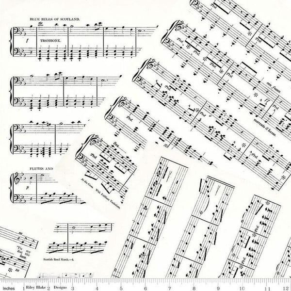 Riley Blake Designs Art Journal by J. Wecker Frisch- Music White - C13040 WHITE