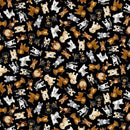 Timeless Treasures Dogs Rule Tossed Small Dogs Black DOG-CD3318 BLACK - Sewjersey.com