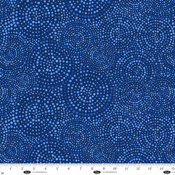 Blank Quilting Hexi Dots Blue 4185-77 108" Wide 100% Cotton Fabric - Sewjersey.com