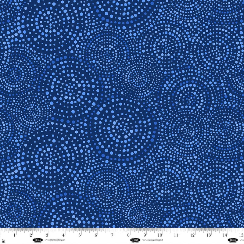 Blank Quilting Hexi Dots Blue 4185-77 108" Wide 100% Cotton Fabric - Sewjersey.com