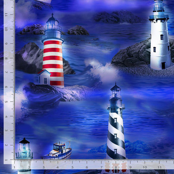 LIGHTHOUSES IN BLUE SEA MICHAEL-CD2275  BLUE