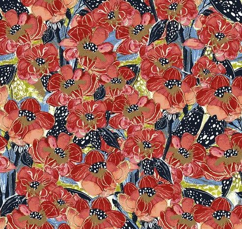 Free Spirit Boho Blooms by Kelli May-Krenz Poppies Red PWKK022.RED Clearance Fabric