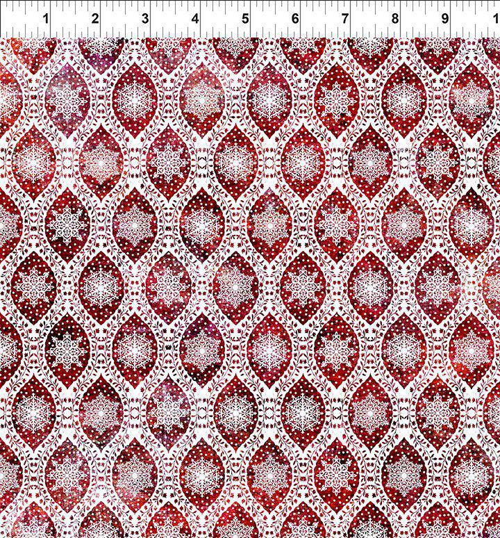 Nature's Winter - 6NW-1 - Snowflake Ogee - Red Jason Yenter 2023 Christmas Fabric