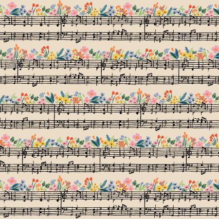 RP903-CR1 Bramble - Music Notes - Cream Fabric