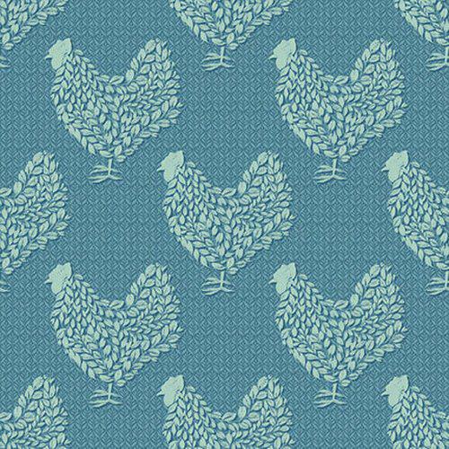 Blank French Hill Farms Chickens in Teal - 1848 75