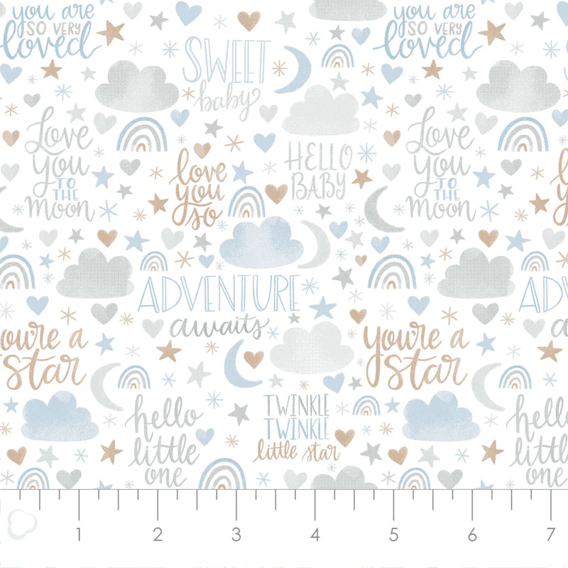 Printed Love You So Flannel-Light Blue-100% Cotton-50220303B-02