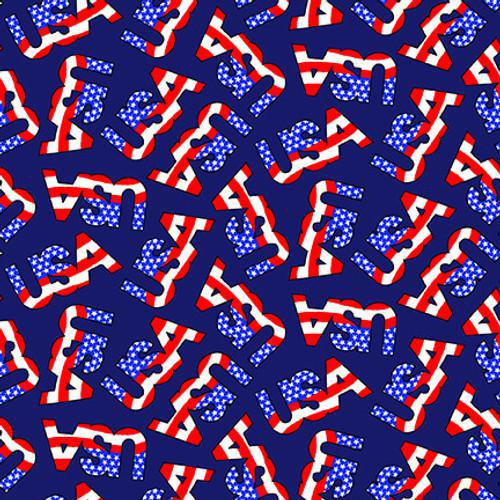 Studio e Stars and Stripes Forever by Sharla Fults - Tossed USA Word Multi - 5832 78 - Sewjersey.com