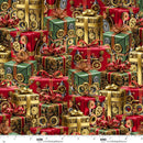 Blank Quilting Gears and Garland Steampunk Christmas Presents 4817-88 Red