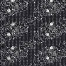 Paintbrush Studio Fabrics Geo Florals Wild and Wonderful Black Canvas - 360-2407