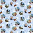 Henry Glass & Co KITTENS IN THE GARDEN 9993-11 Blue