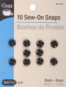 Dritz Sew On Snap Size 2/0 Black 10 Pack 80-20-1 - Sewjersey.com