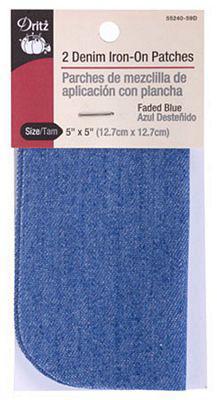 Dritz Denim Iron-on Patches 5 x 5 In 2 Pack Faded Blue 55240-59D