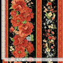 Imperial Bloom Fabric by Timeless Treasures   ASIAN FLORAL 11" STRIPE MET IMPERIAL-CM4372  BLACK
