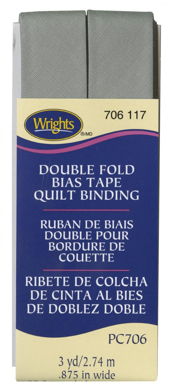 Wrights Double Fold Quilt Binding Medium Gray 3 Yards - Sewjersey.com
