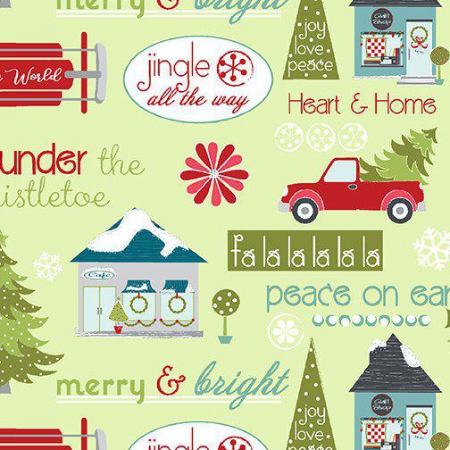 Contempo Studio: Heart and Home Sentiments - Light Green 10322 40 - Sewjersey.com