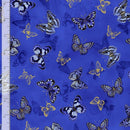 Timeless Treasures Moonlight by Chong-a Hwang Tossed Butterflies Metallic LOTUS-CM3990 ROYAL 100% Cotton Fabric 44/45" wide - Sewjersey.com