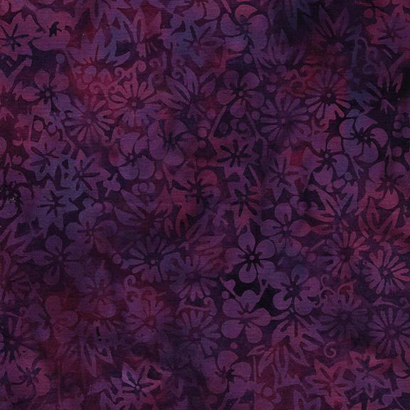 Mixed Asian Floral-Purple/Boysenberry Island Batik sewjersey.com