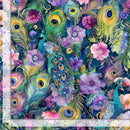 Timeless Treasures Wild Beauty Peacock Peek-a-boo Floral Navy PLUME-CD3961 NAVY 44/45" wide 100% Cotton Fabric Digital Print - Sewjersey.com