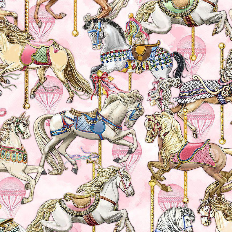 Timeless Treasures - Pink Carousel - FUN-CD2505  MULTI