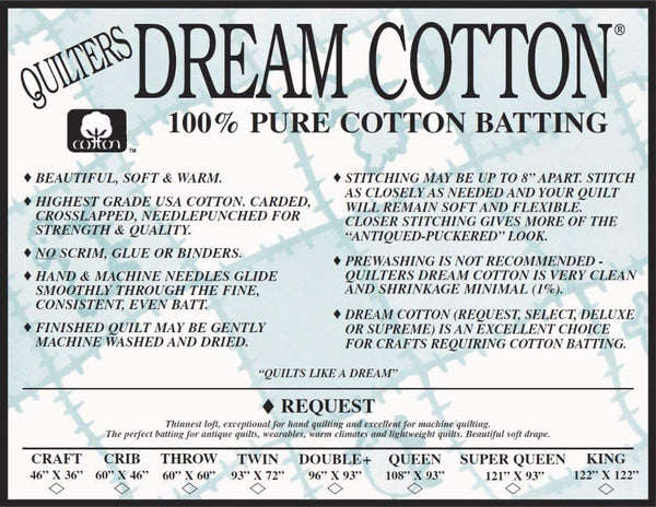 Quilters Dream Batting - Cotton Request