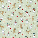 Henry Glass Nordic Tossed Reindeer Stripe 3607-16 Light Sage Multi