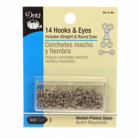 Hooks Eyes & Loops Nickel Size 3 - Sewjersey.com